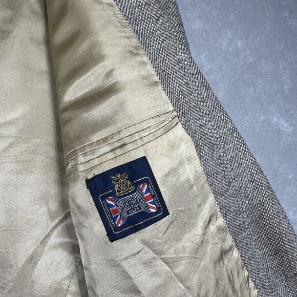 VTG Vittorio Rex Blazer Jacket Men’s 42R Beige Tweed Lambswool Front Two Button - Picture 5 of 10